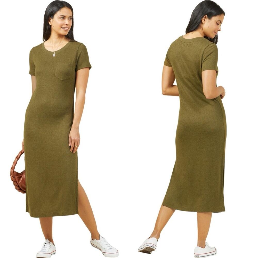 Outerknown Neptune Tee Dress‎ in Olive Small NWT